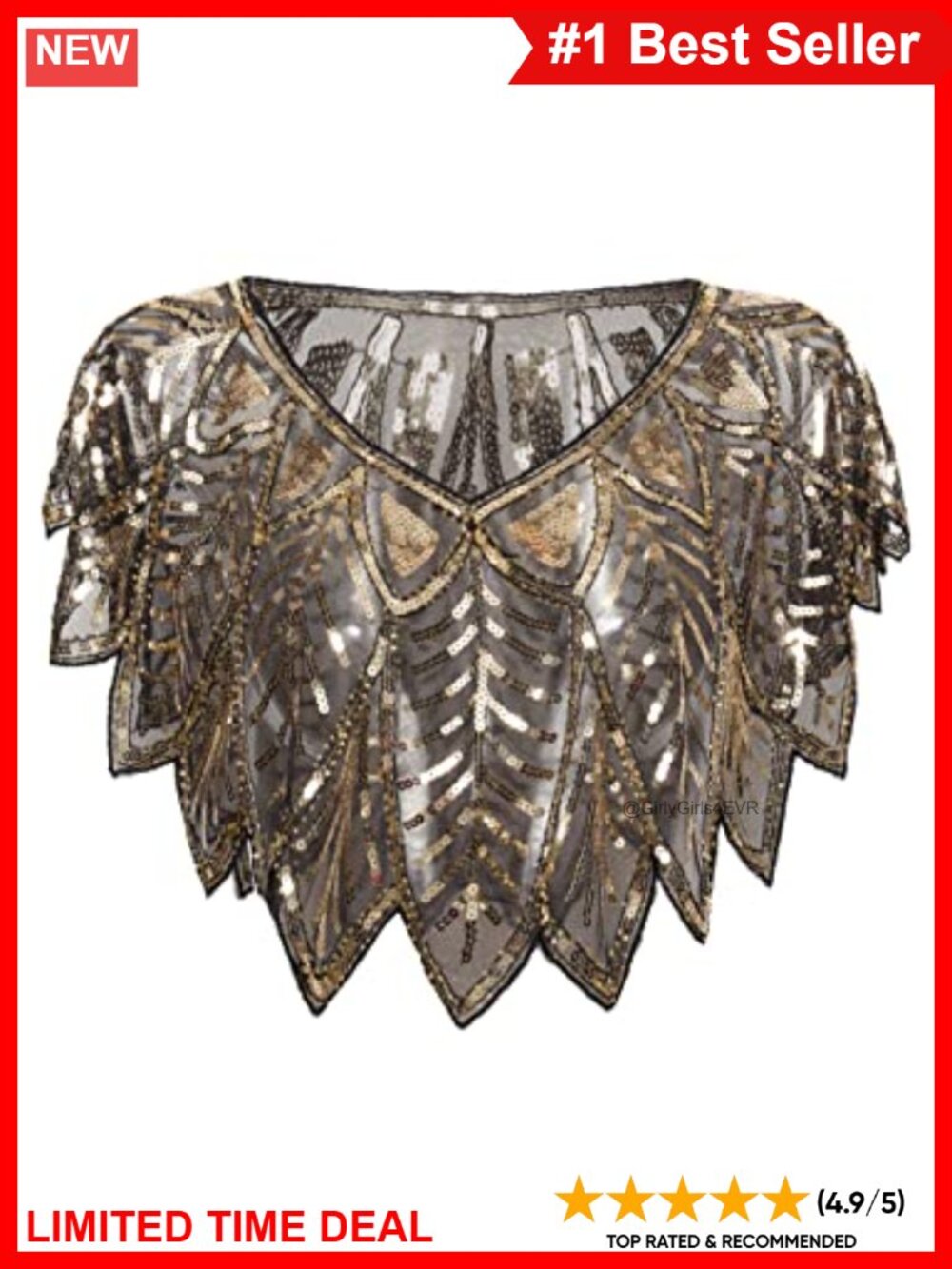 1920s Sequin Beaded Shawl Wrap Chiffon Evening Cape Bridal Cover Up